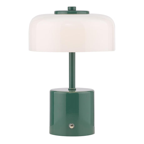 Dar Gidget Rechargeable Table Lamp Green and Opal Glass LED
