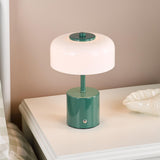 Dar Gidget Rechargeable Table Lamp Green and Opal Glass LED