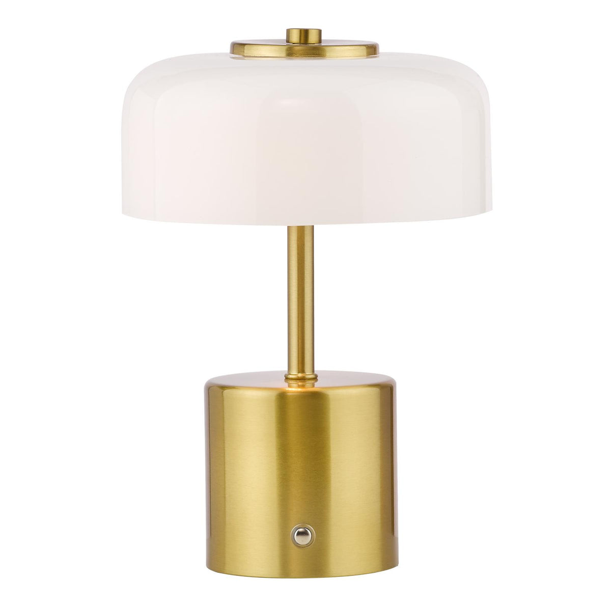 Dar Gidget Rechargeable Table Lamp Natural Brass and Opal Glass LED