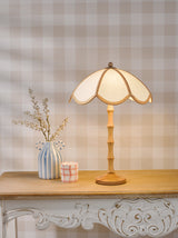 Dar Giuliana 2 Light Table Lamp Wood with Rattan Shade