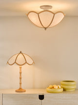 Dar Giuliana 2 Light Table Lamp Wood with Rattan Shade