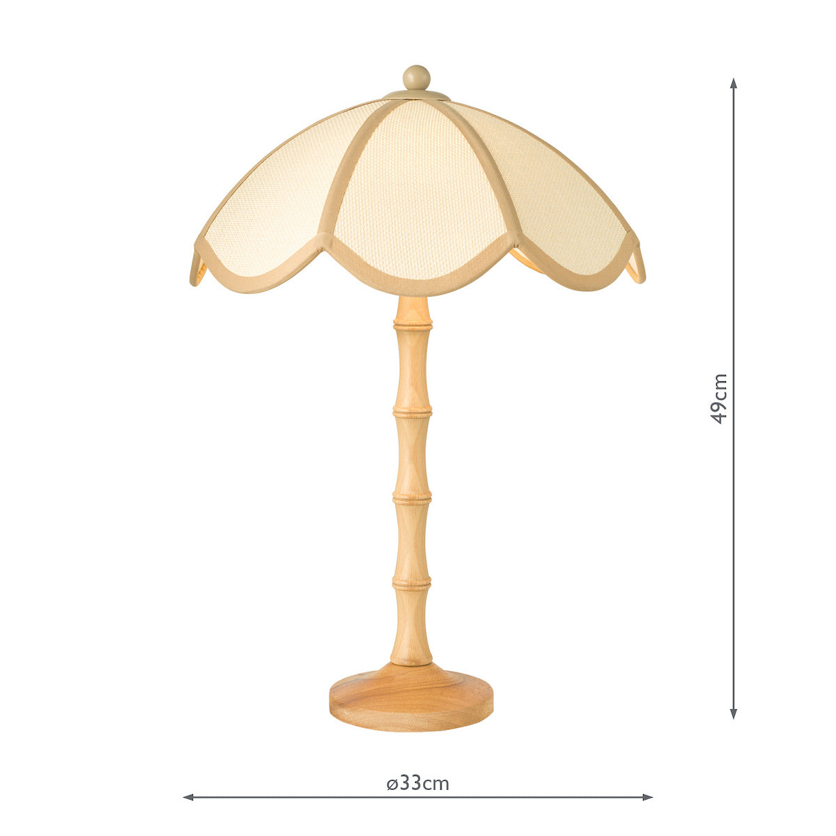 Dar Giuliana 2 Light Table Lamp Wood with Rattan Shade