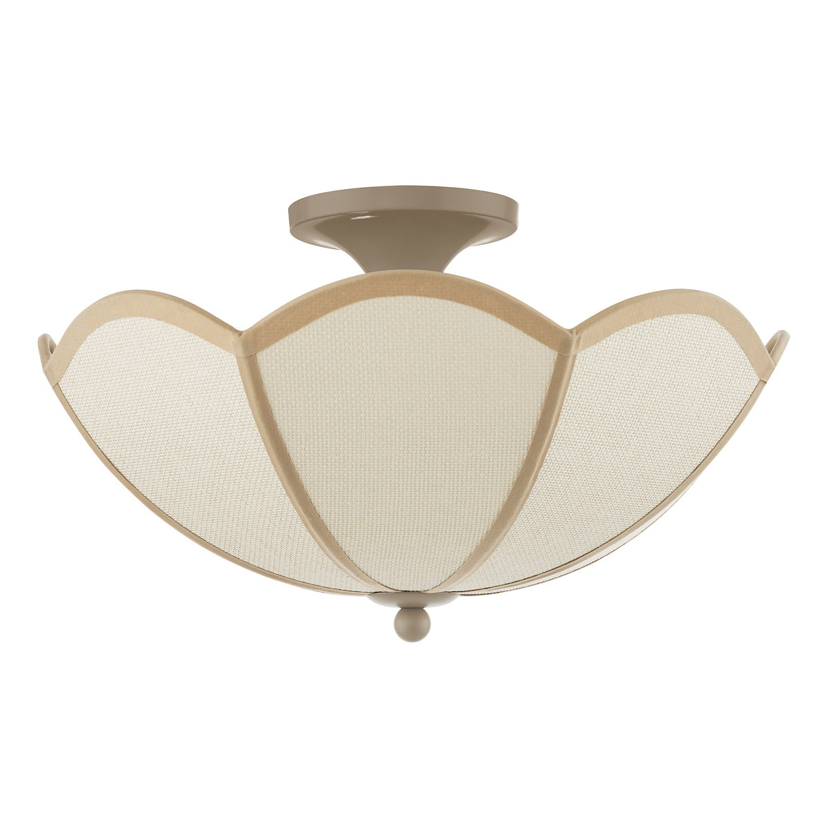 Dar Giuliana 3 Light Semi-Flush Rattan and Satin Taupe