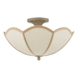 Dar Giuliana 3 Light Semi-Flush Rattan and Satin Taupe