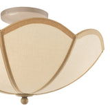 Dar Giuliana 3 Light Semi-Flush Rattan and Satin Taupe