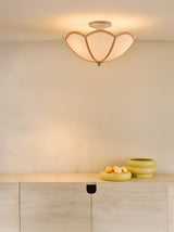 Dar Giuliana 3 Light Semi-Flush Rattan and Satin Taupe