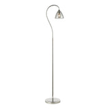 Dar Glynis Floor Lamp Polished Nickel and Smoked Ribbed Glass