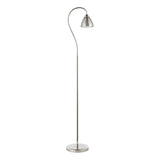 Dar Glynis Floor Lamp Polished Nickel and Smoked Ribbed Glass