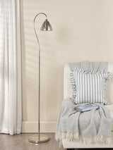 Dar Glynis Floor Lamp Polished Nickel and Smoked Ribbed Glass