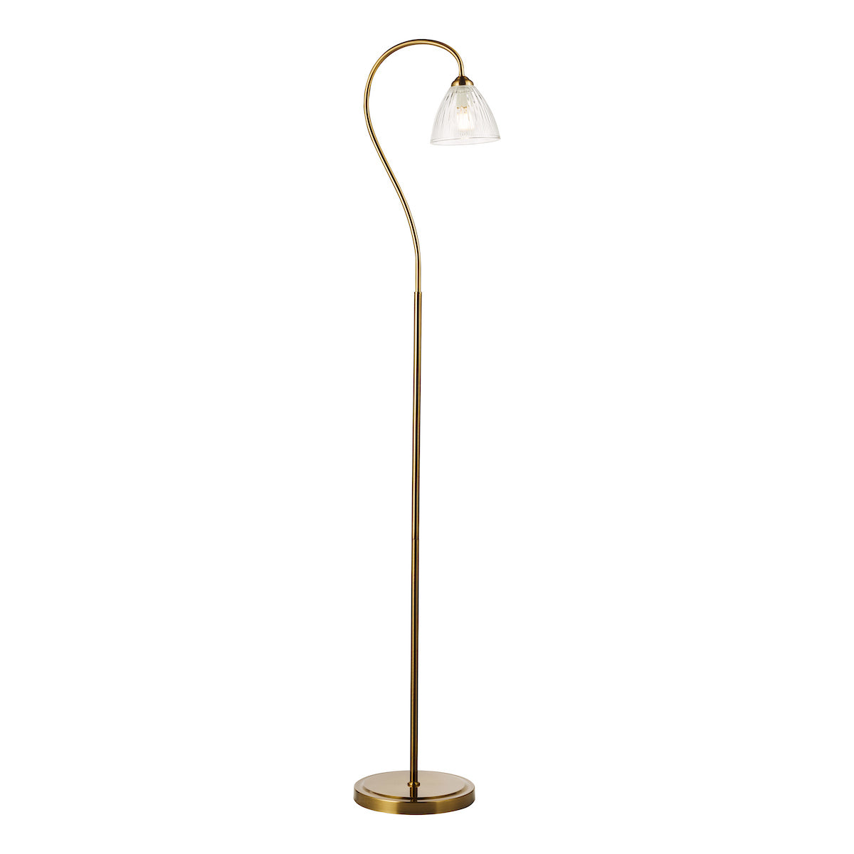 Dar Glynis Floor Lamp Antique Bronze and Ribbed Glass