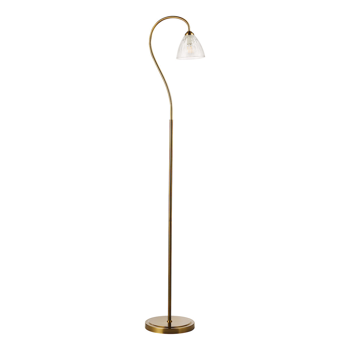 Dar Glynis Floor Lamp Antique Bronze and Ribbed Glass