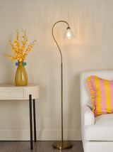 Dar Glynis Floor Lamp Antique Bronze and Ribbed Glass