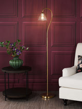 Dar Glynis Floor Lamp Antique Bronze and Ribbed Glass