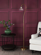 Dar Glynis Floor Lamp Antique Bronze and Ribbed Glass