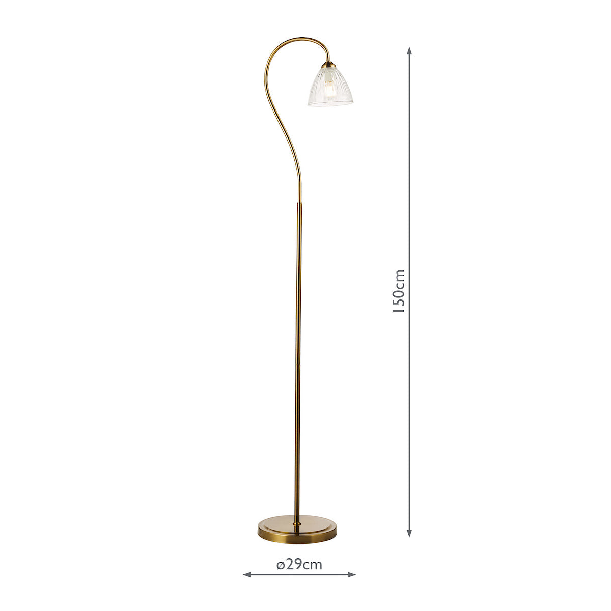 Dar Glynis Floor Lamp Antique Bronze and Ribbed Glass