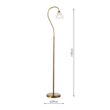 Dar Glynis Floor Lamp Antique Bronze and Ribbed Glass