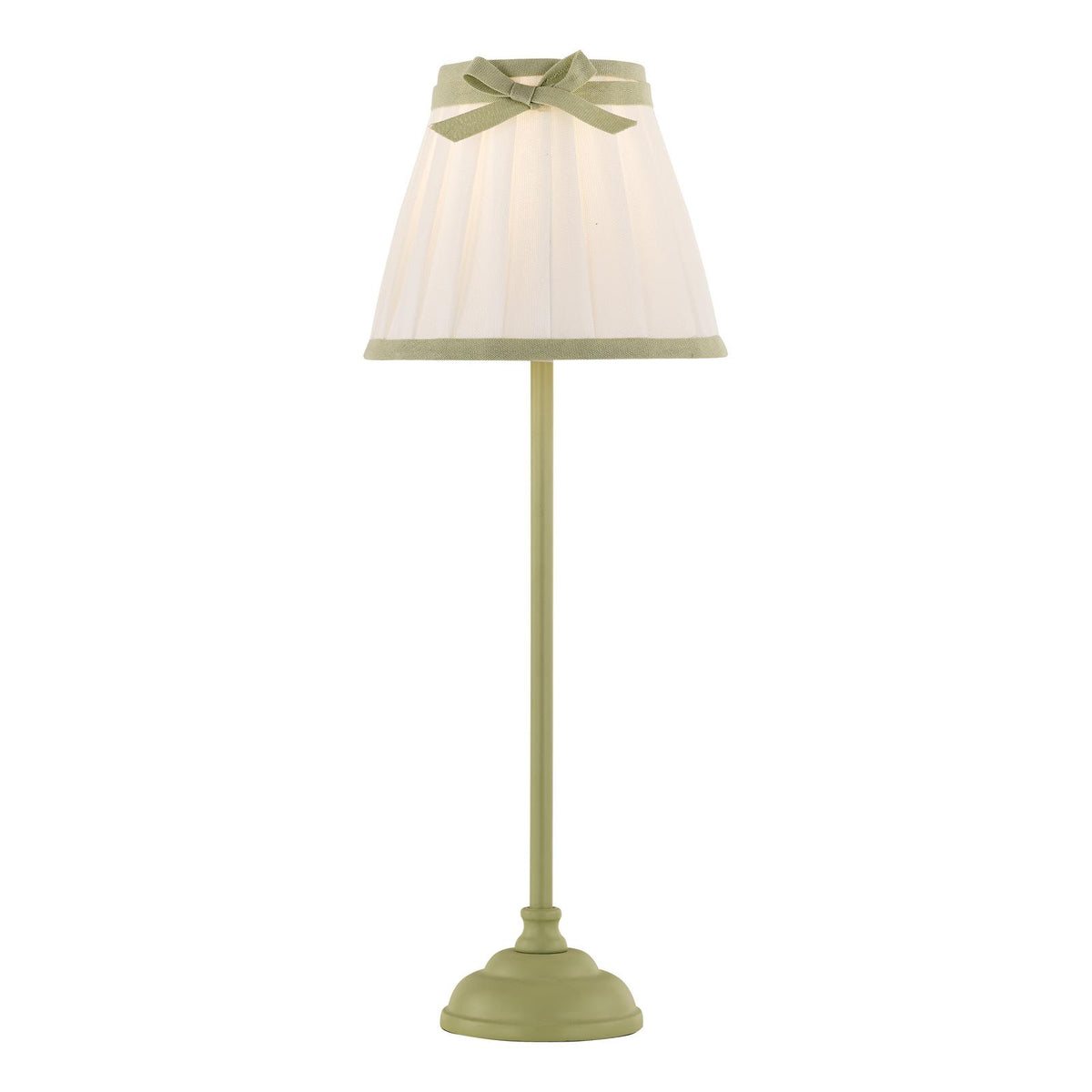Dar Grace Table Lamp Matt Green With Pleated Shade and Green Trim