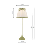 Dar Grace Table Lamp Matt Green With Pleated Shade and Green Trim