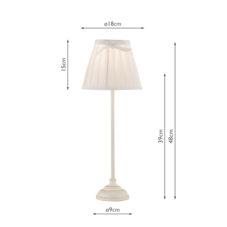 Dar Grace Table Lamp Matt Cream With Pleated Shade