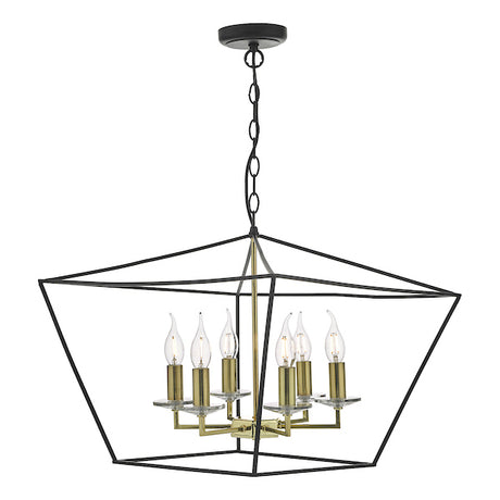 Dar Gretchen Cage Pendant Chandelier Matt Black & Polished Brass –  from Amos Lighting + Home