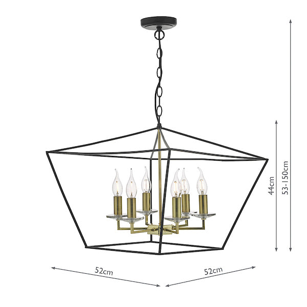 Dar Gretchen Cage Pendant Chandelier Matt Black & Polished Brass –  from Amos Lighting + Home