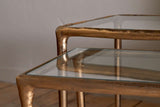 Nkuku Gilasi Cast Metal & Glass Nesting Side Tables Antique Brass (Set of 2)