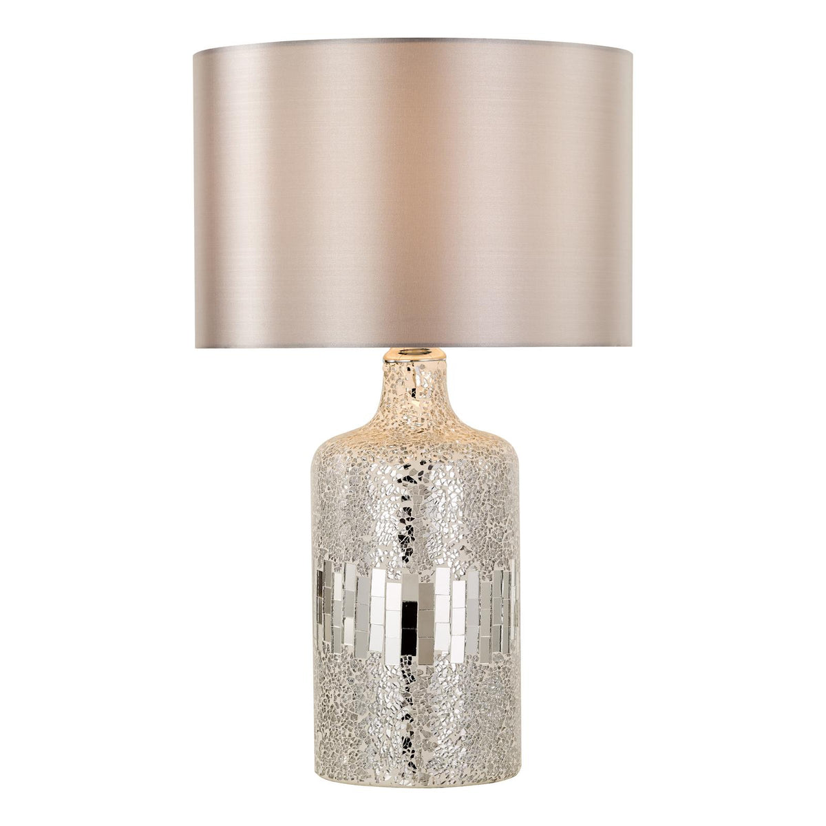 Dar Guru Table Lamp Dual Lit Silver Mirror With Shade