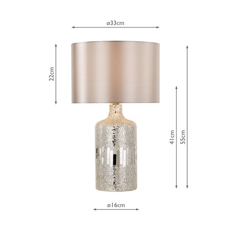 Dar Guru Table Lamp Dual Lit Silver Mirror With Shade