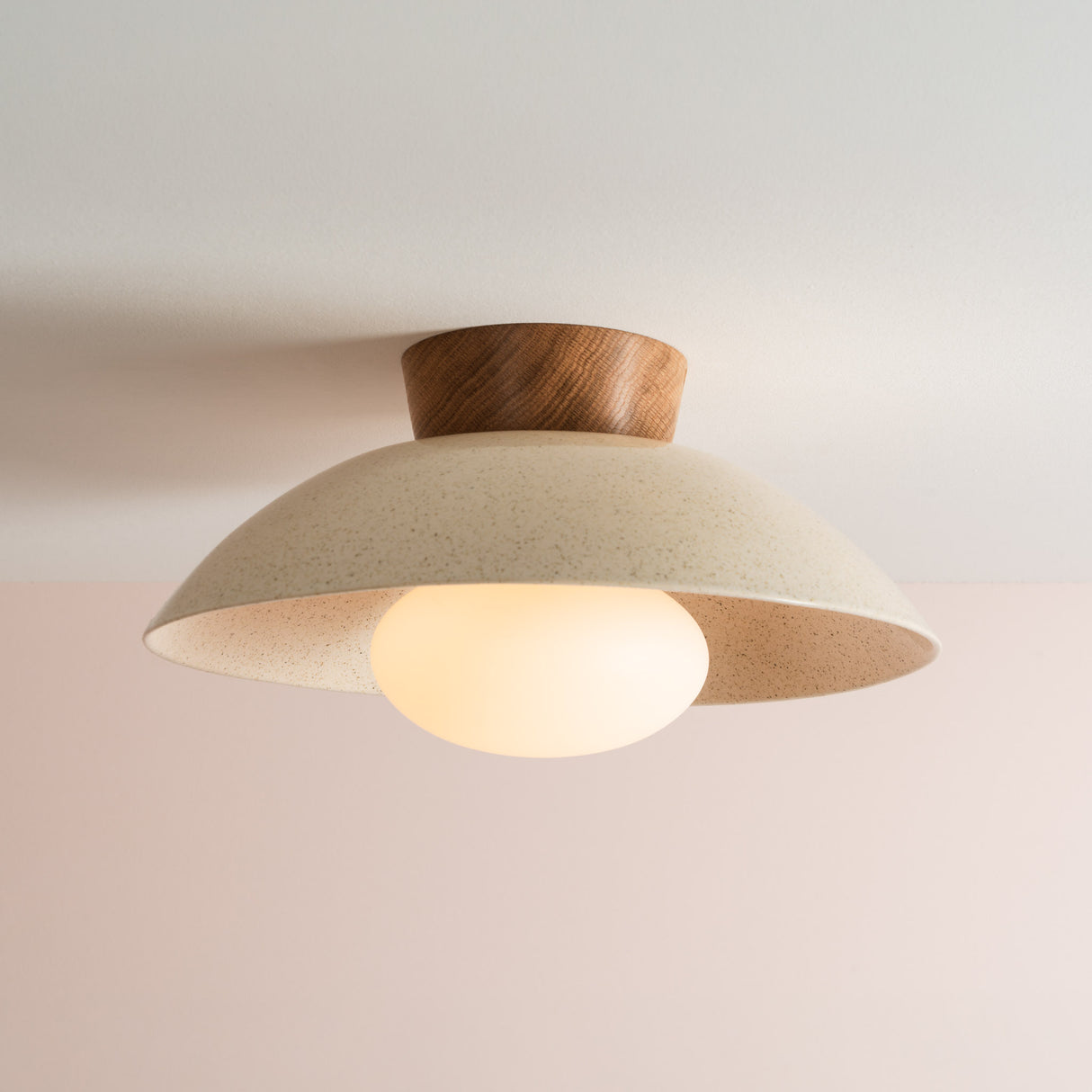Studio Haran Dawn Flush Ceiling Light in Ceramic and Oak