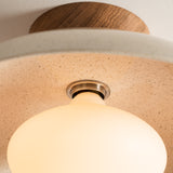 Studio Haran Dawn Flush Ceiling Light in Ceramic and Oak