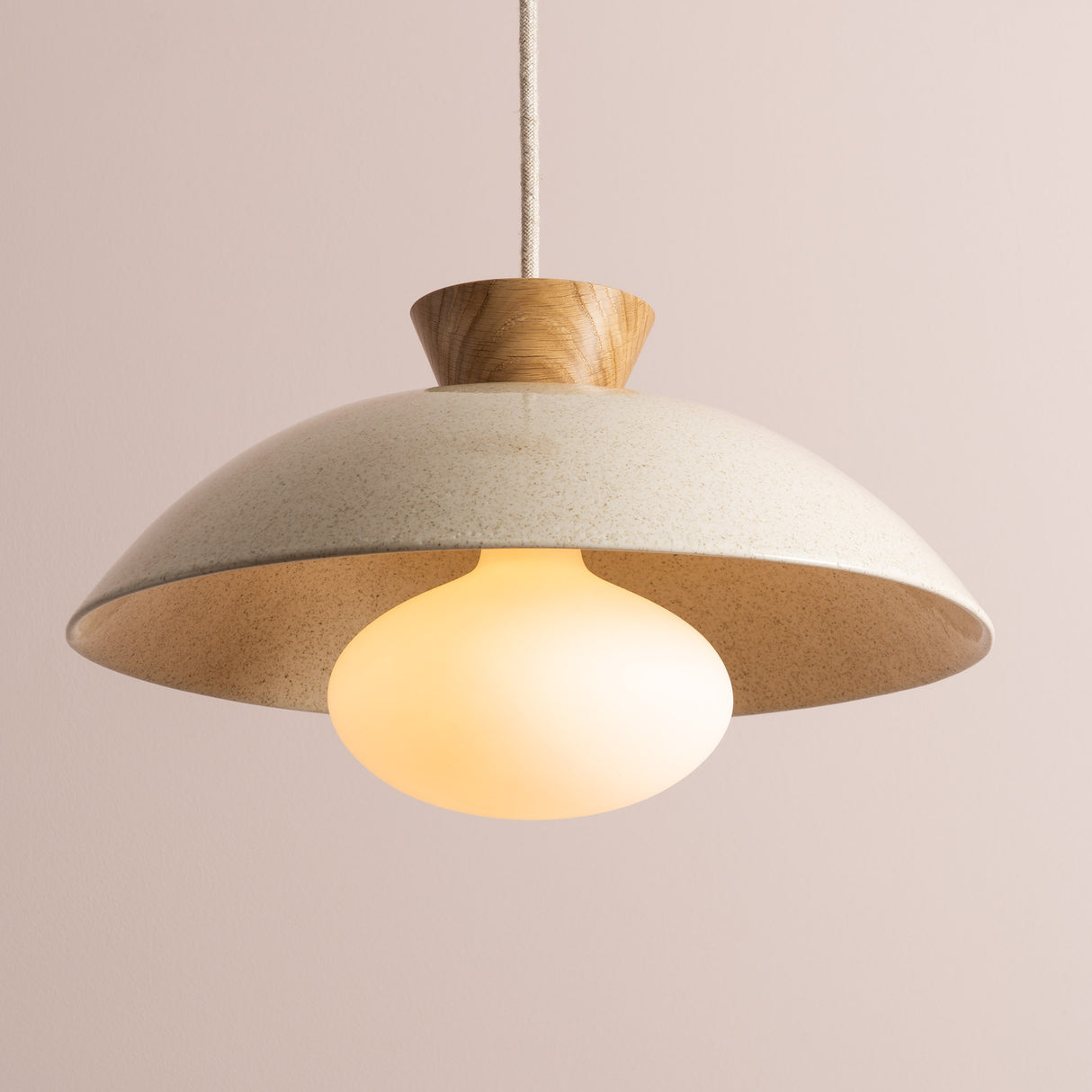 Studio Haran Dawn Pendant Light in Ceramic and Oak