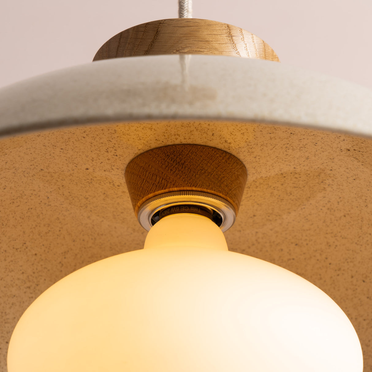 Studio Haran Dawn Pendant Light in Ceramic and Oak