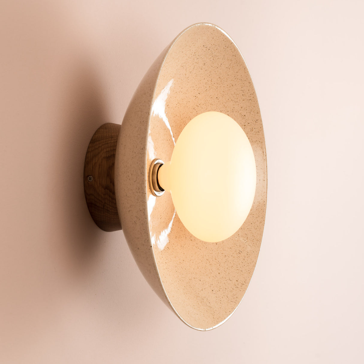 Studio Haran Dawn Flush Wall Light in Ceramic and Oak