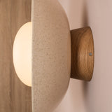 Studio Haran Dawn Flush Wall Light in Ceramic and Oak