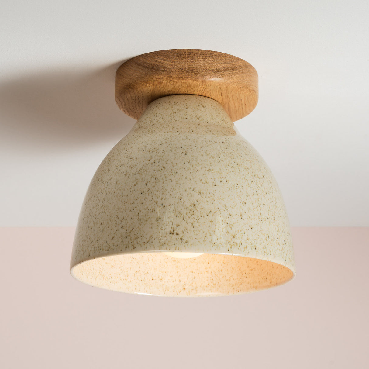 Studio Haran Element Flush Ceiling Light in Ceramic and Oak