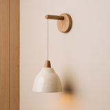 Studio Haran Element Hanging Wall Light in Ceramic and Oak