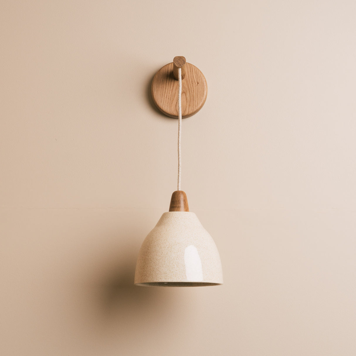 Studio Haran Element Hanging Wall Light in Ceramic and Oak