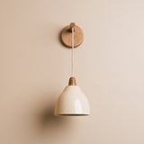Studio Haran Element Hanging Wall Light in Ceramic and Oak