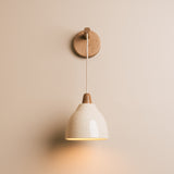 Studio Haran Element Hanging Wall Light in Ceramic and Oak