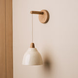 Studio Haran Element Hanging Wall Light in Ceramic and Oak