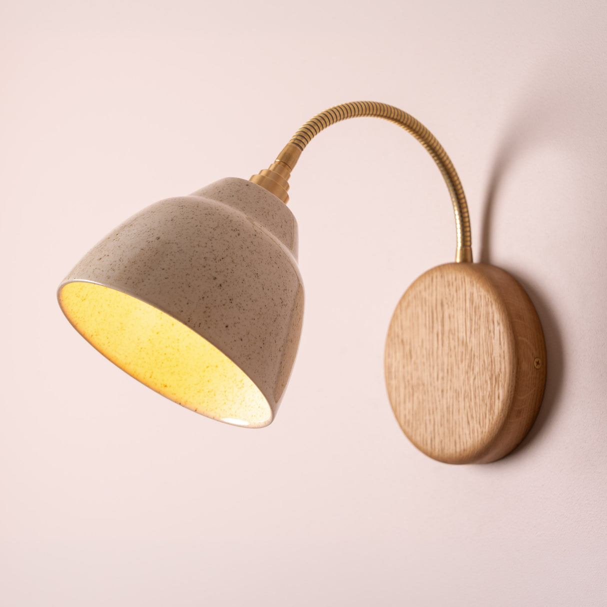 Studio Haran Flex Wall Light in Brass/Nickel, Ceramic and Oak