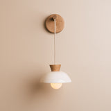 Studio Haran Small Dawn Hanging Wall Light in Ceramic and Oak