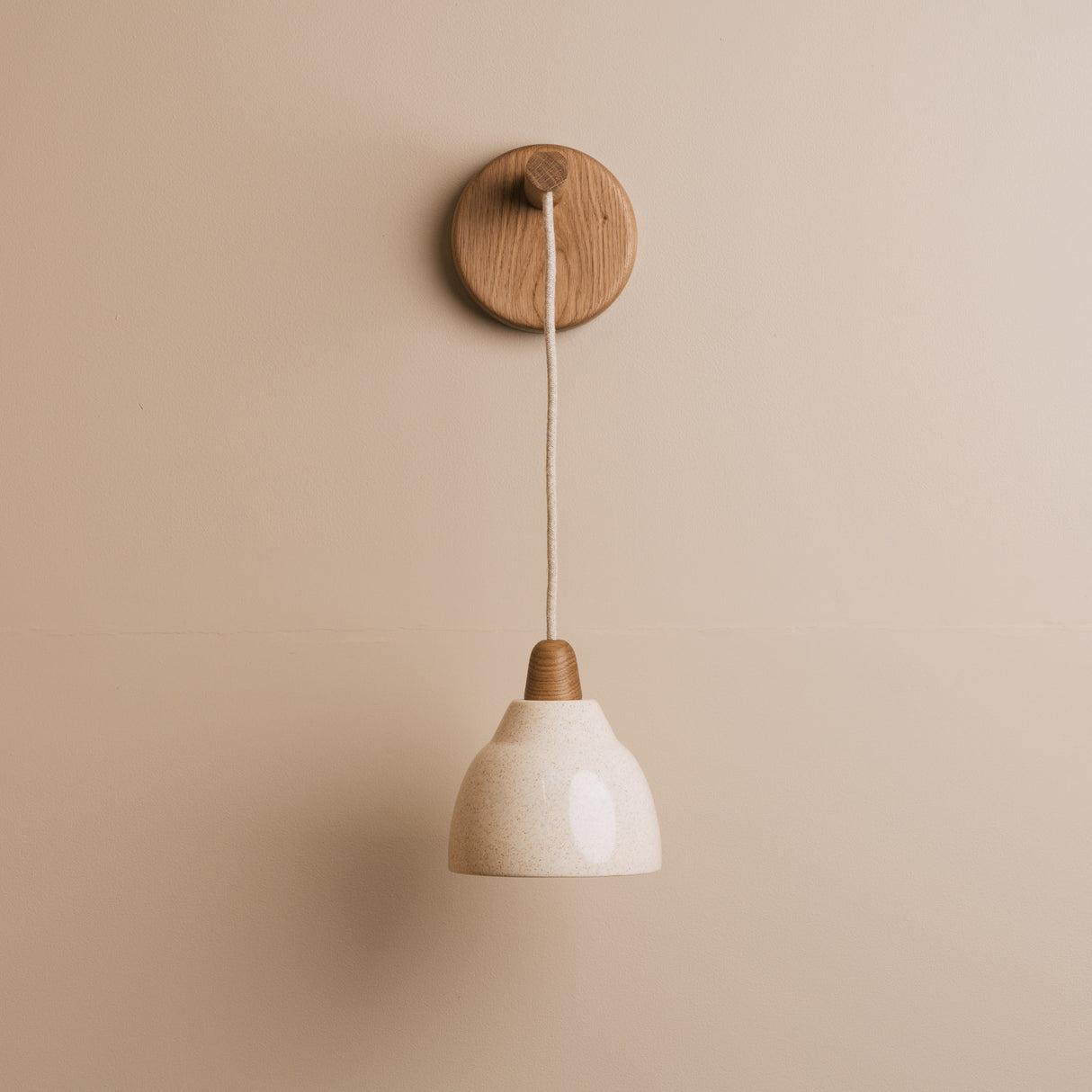 Studio Haran Small Element Hanging Wall Light in Ceramic and Oak
