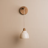 Studio Haran Small Element Hanging Wall Light in Ceramic and Oak