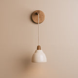 Studio Haran Small Element Hanging Wall Light in Ceramic and Oak