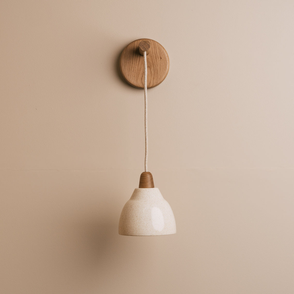 Studio Haran Small Element Hanging Wall Light in Ceramic and Oak