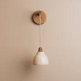 Studio Haran Small Element Hanging Wall Light in Ceramic and Oak