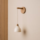 Studio Haran Small Element Hanging Wall Light in Ceramic and Oak