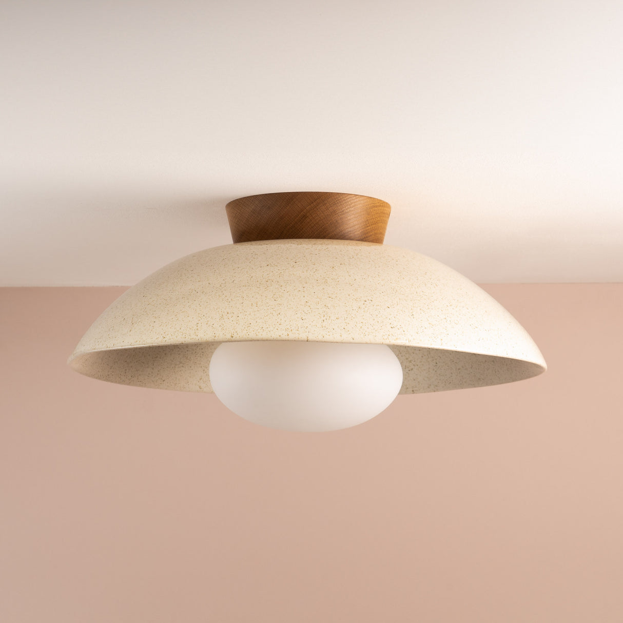 Studio Haran XL Dawn Flush Mount Ceiling Light in Ceramic and Oak