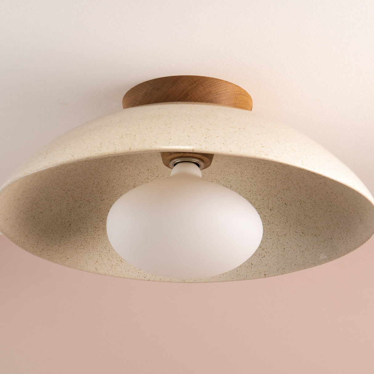 Studio Haran XL Dawn Flush Mount Ceiling Light in Ceramic and Oak